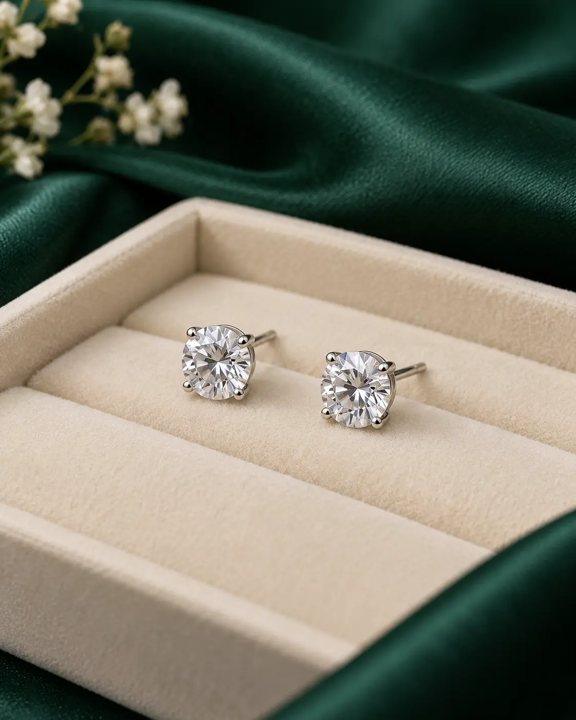 Brincos solitários de moissanite