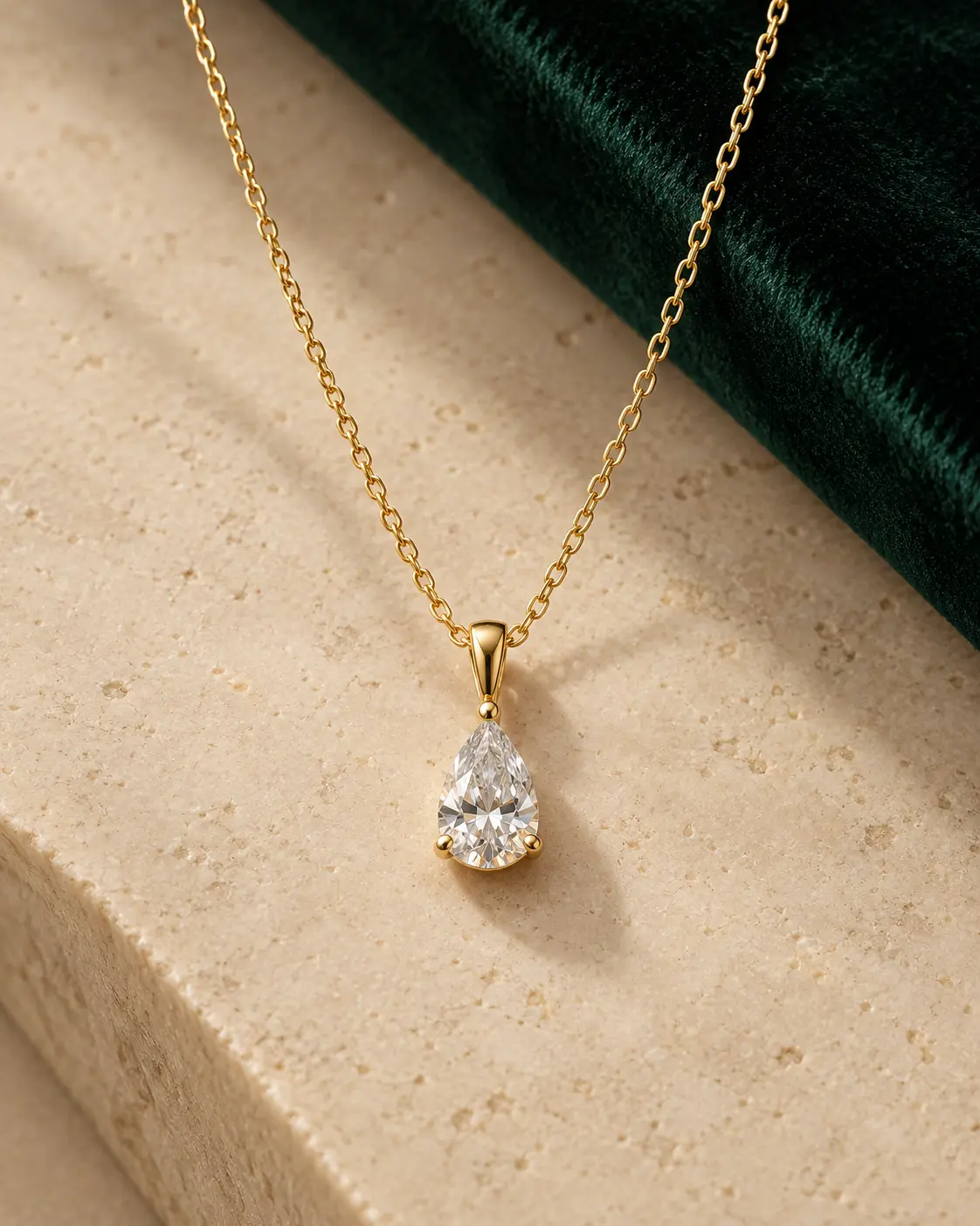 Colar em ouro com pingente de moissanite